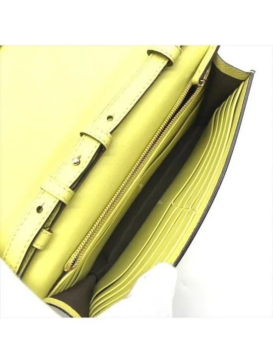 Gucci Interlocking 2-Way Shoulder Bag Wallet Lime Yellow Leather - Picture 8 of 10